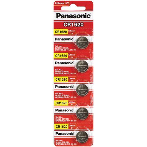 Panasonic CR1620 3V Lithium Coin Battery - 5 Pack FREE SHIPPING