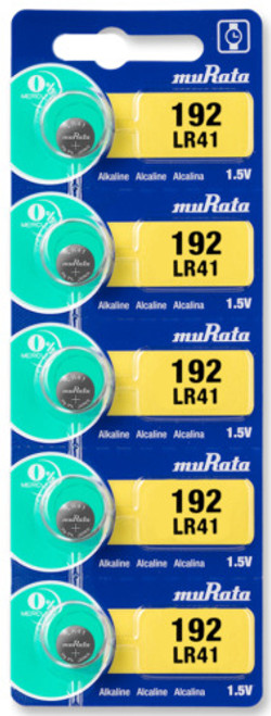  Sony Murata LR41 - 192 Alkaline Button Battery 1.5V - 5 Pack + FREE SHIPPING! 