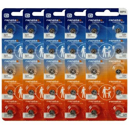 Renata 321 / SR616SW Silver Oxide Button Battery 1.55V - 50 Pack + FREE SHIPPING!