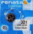 Renata 321 / SR616SW Silver Oxide Button Battery 1.55V - 100 Pack + FREE SHIPPING!