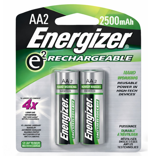  Energizer AA Rechargeable NiMH Batteries - 2 Pack 