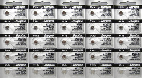Energizer 377/376 - SR626 Silver Oxide Button Battery 1.55V - 50 Pack FREE SHIPPING