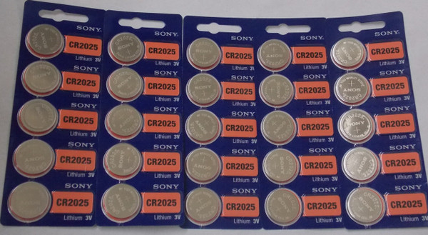 Sony Murata CR2025 3V Lithium Coin Battery - 25 Pack - FREE SHIPPING