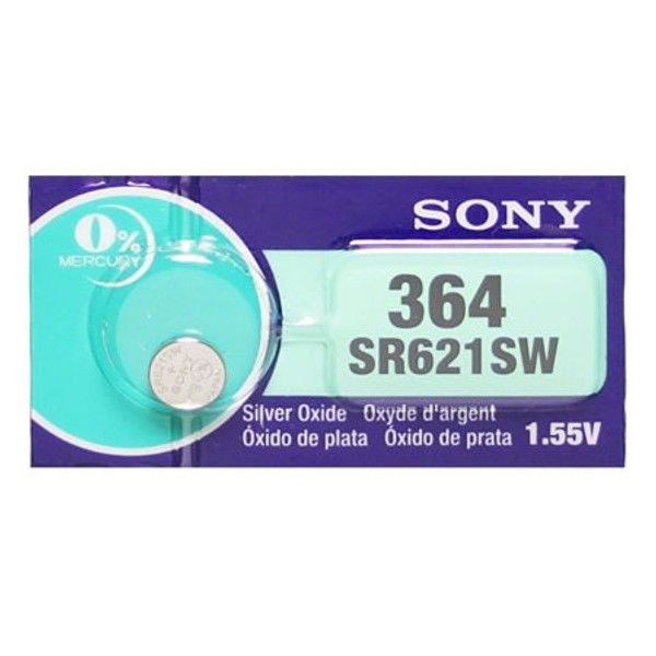 Sony Murata 364 - SR621 Silver Oxide Button Battery 1.55V - 250Pack FREE SHIPPING