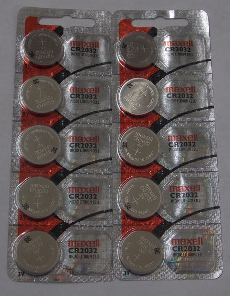 Maxell CR2032 3 Volt Lithium Coin Battery - 10 Pack - FREE Shipping