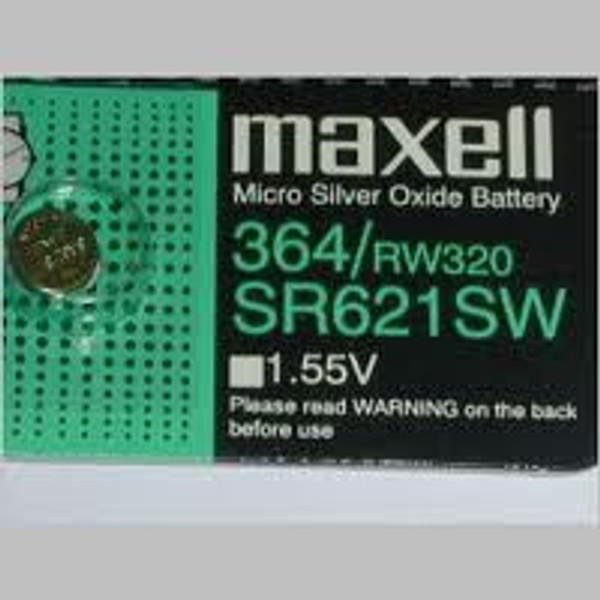 Maxell 364 - SR621 Silver Oxide Button Battery 1.55V - 5 Pack FREE SHIPPING