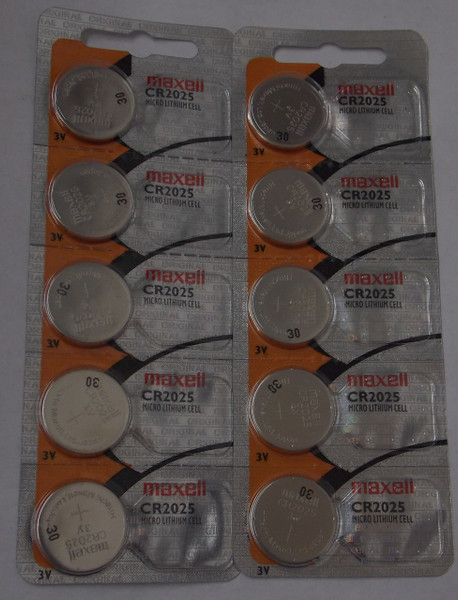 Maxell CR2025 3 Volt Lithium Coin Battery - 10 Pack - FREE SHIPPING