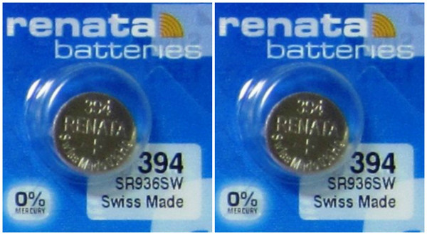 Renata 394/SR936 Silver Oxide Button Battery 1.55V - 2 Pack FREE SHIPPING