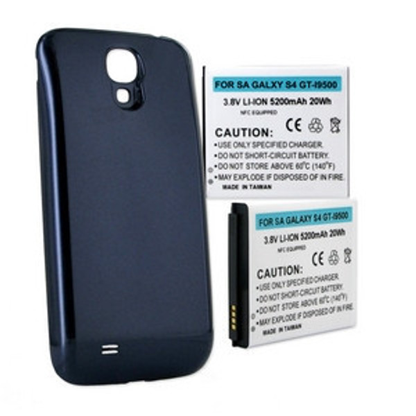 BBW SAMSUNG GALAXY S4 5.2Ah EXTENDED NFC BATTERY WITH BLUE COVER FREE SHIPPING