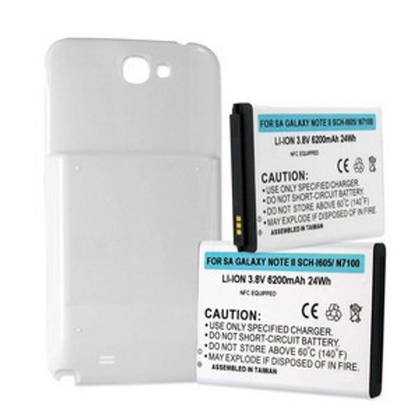 BBW SAMSUNG GALAXY NOTE II 6.2Ah EXTENDED BATTERY W/ NFC WHITE COVER FREE SHIPPING