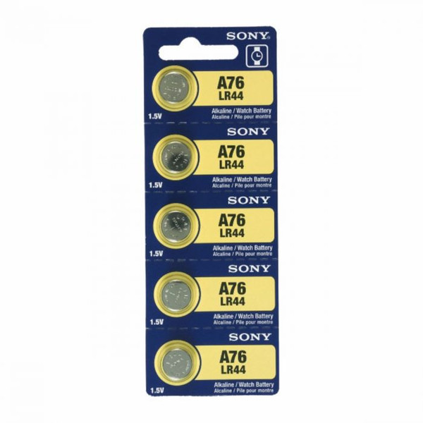 Sony Murata LR44 - A76 Alkaline Button Battery 1.5V - 5 Pack - FREE SHIPPING