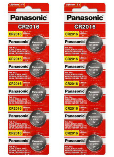 Panasonic CR2016 3V Lithium Coin Battery - 10 Pack FREE SHIPPING