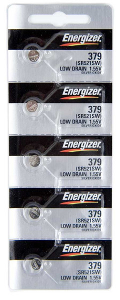 Energizer 379 - SR521 Silver Oxide Button Battery 1.55V - 5 Pack FREE SHIPPING