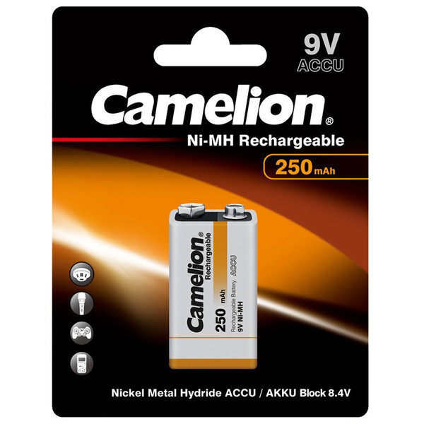 Camelion 9V Ni-MH Rechargeable Battery 250mAh - 1 Pack FREE SHIPPING