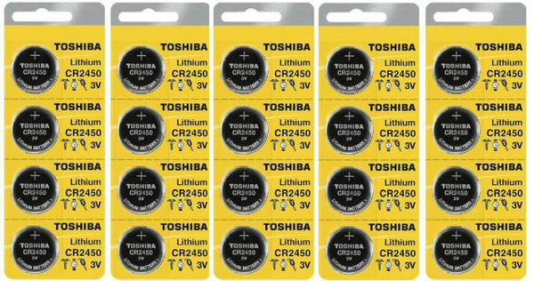  TOSHIBA CR2450 3V Lithium Coin Battery   20 - Pack - FREE SHIPPING! 