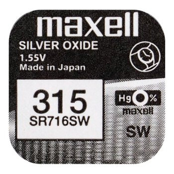 Maxell 315- SR621 Silver Oxide Button Battery 1.55V - 2 Pack + FREE SHIPPING!   Maxell 315- SR621 Silver Oxide Button Battery 1.55V - 2 Pack + FREE SHIPPING!