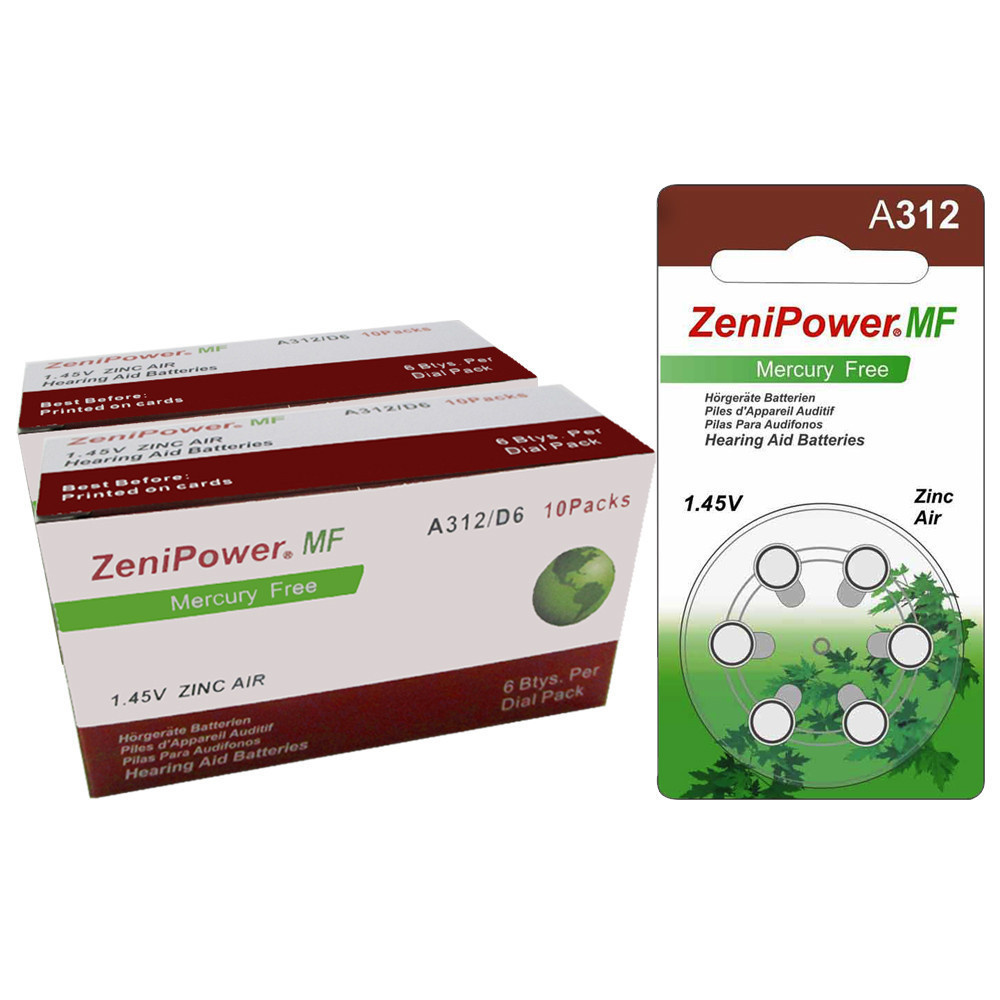 Image of ZeniPower 312 Hearing Aid Batteries - 60 ct. + FREE SHIPPING!