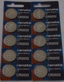 Renata CR2032 3V Lithium Coin Battery - 10 Pack FREE SHIPPING