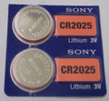 Sony Murata CR2025 3V Lithium Coin Battery - 2 Pack - FREE SHIPPING