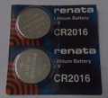 Renata CR2016 3V Lithium Coin Battery - 2 Pack FREE SHIPPING