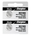 Energizer 357/303 - SR44 Silver Oxide Button Battery 1.55V - 2 Pack - FREE SHIPPING