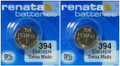 Renata 394/SR936 Silver Oxide Button Battery 1.55V - 2 Pack FREE SHIPPING