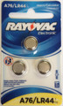 Rayovac A76 / LR44 - A76 Alkaline Button Battery 1.5V - 3 Pack on Retail Card FREE SHIPPING