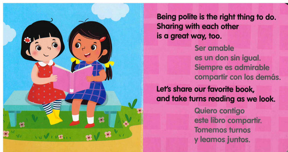 Be Sure To Share (Spanish/English) (Chunky Board Book) SIZE is 3.70" x 3.70" inches