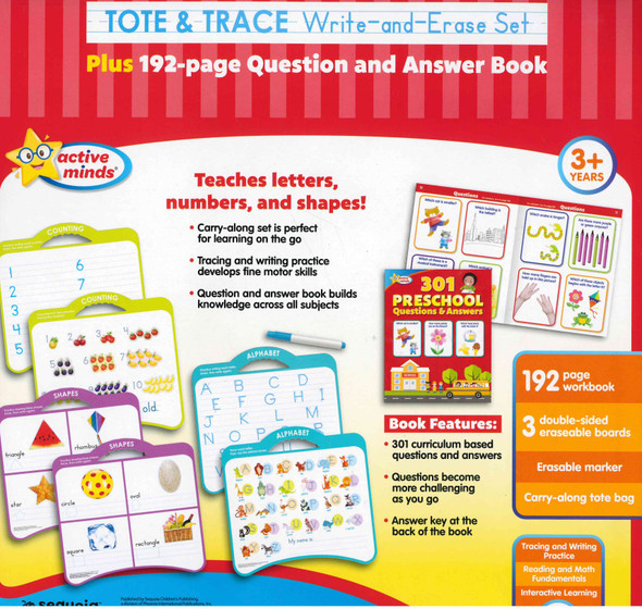 Preschool: Tote & Trace 3 Subject Write and Erase Set