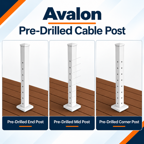 Avalon Cable Rail Surface Mount Posts