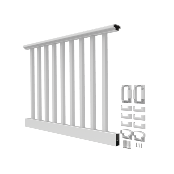 White 4'x36"-level Endurance Vinyl Railing ~ Square Balusters