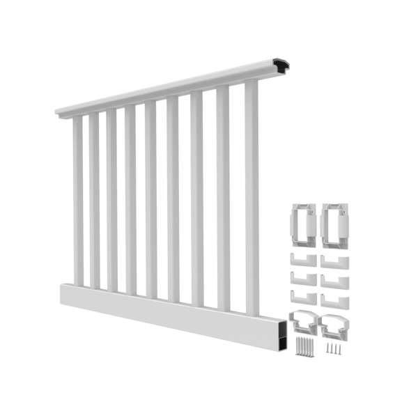 White 6'x42"-level Endurance Vinyl Railing ~ Square Balusters