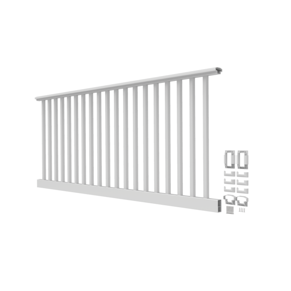 White 8'x42"-level Endurance Vinyl Railing ~ Square Balusters