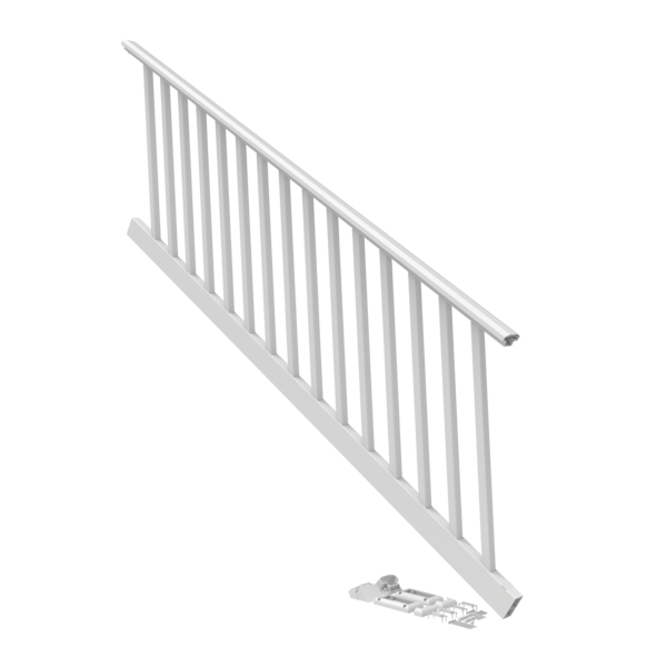 White 8'x36"-Stair Endurance Vinyl Railing ~ Square Balusters