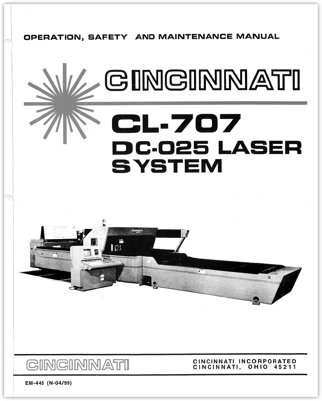 EM-445 (N-04-99) CL-707 DC-025 Laser System