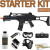 Elite Force HK G36C 2275000 Complete Starter Kit. Image shows the gun, BBs, Battery, Charger, Face mask, Goggles, and gun bag included in the starter kit.