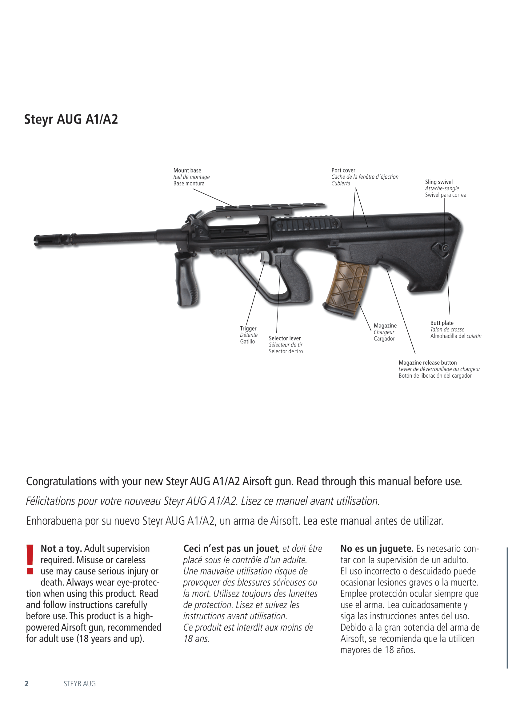 Replique airsoft d'épaule AEG SLV, Steyr AUG A1 Steyr Arms