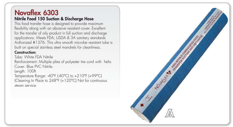 Novaflex 6303 Nitrile Food Suction & Discharge Hose Per Foot