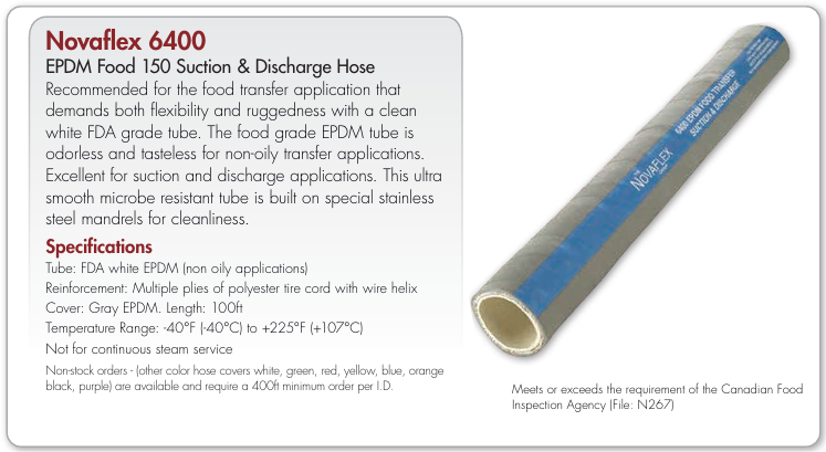 NovaFlex 6400 EPDM Food Suction & Discharge Hose Per Foot