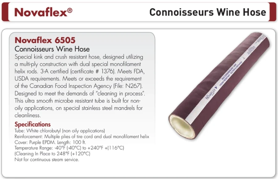 1 1/2" NovaFlex 6505WB Chlorobutyl Connoisseurs Food & Beverage Hose w/ Tri-Clamp Ends