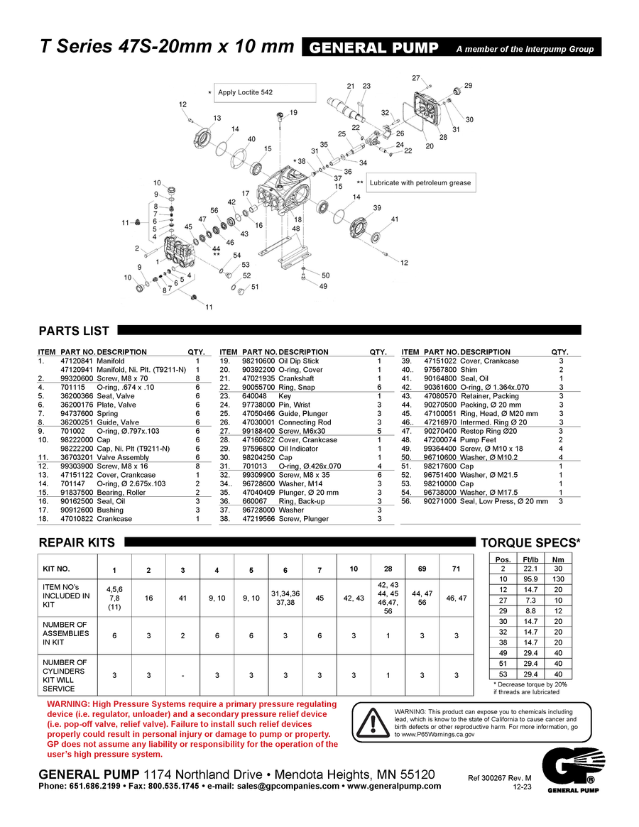 General Pump TS1711L *PUMP, T SERIES 47