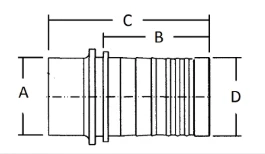 Westco Sanitary™ CTER Tube Weld End x Hose Shank 304SS