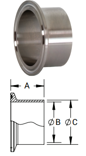 Westco Sanitary™ L14AM7 Long Weld Ferrules 