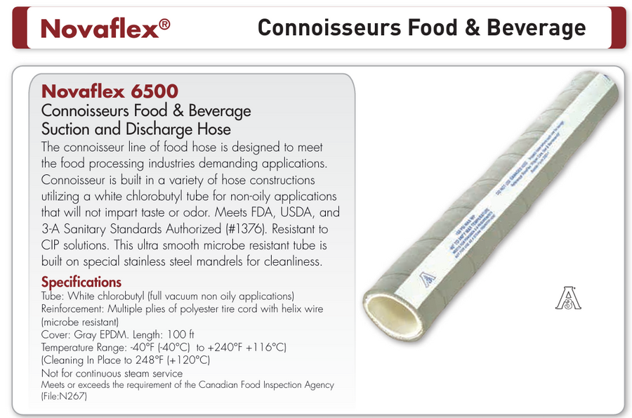 NovaFlex 6500 Connoisseurs Food & Beverage Chlorobutyl Hose Per FT