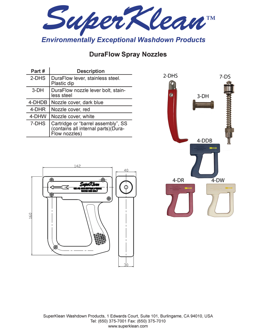 Superklean DH150S-W DuraFlow Classic Spray Nozzle Stainless White