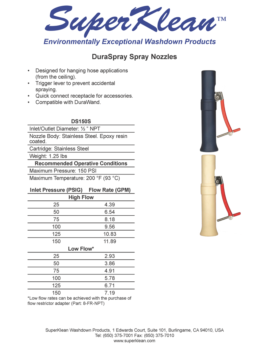 Superklean DuraSpray DS150S-DB Hanging Nozzle Stainless Dark Blue