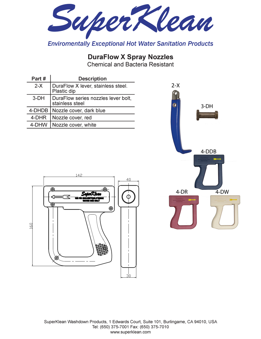 Superklean DH150X-W DuraFlow X Bacteria Resistant Stainless Spray Nozzle White 