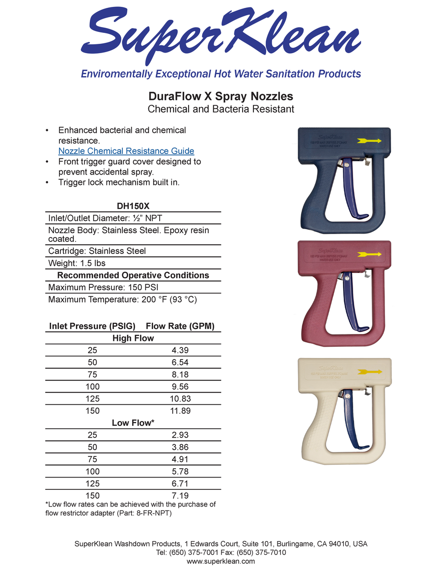Superklean DH150X-R DuraFlow X Bacteria Resistant Stainless Spray Nozzle Red