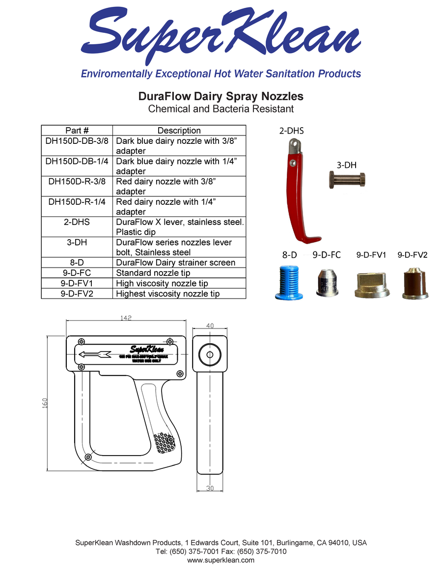 Superklean DH150D-R DuraFlow Dairy Nozzle Red
