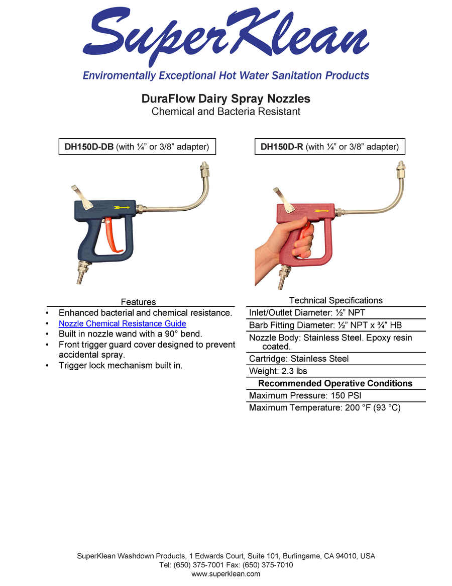 Superklean DH150D-R DuraFlow Dairy Nozzle Red